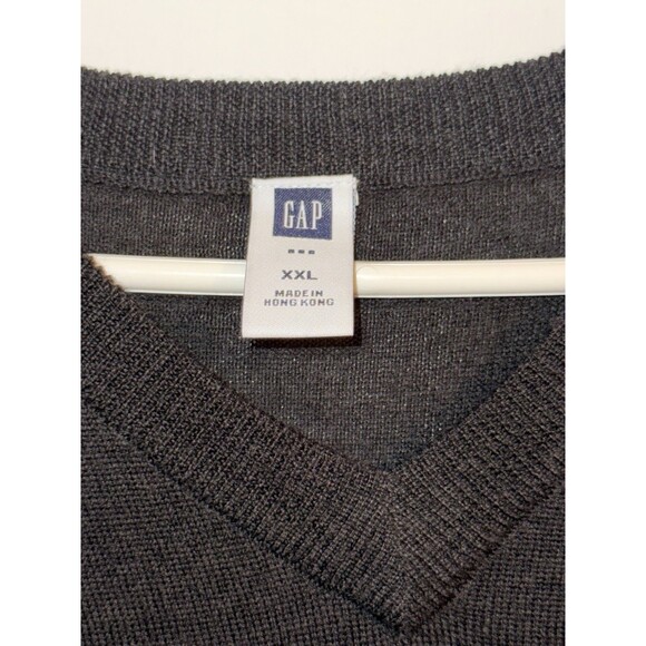 Womens GAP Size XXL Wool Blend Black Long Sleeve V-Neck Sweater - Picture 2 of 3